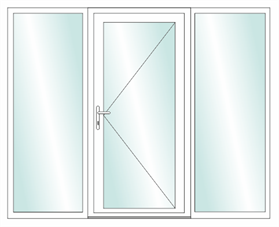 Vast zijlicht - deur rechts - vast zijlicht
Zijlicht met deur rechts zijlicht 
Vulling naar uw keuze glas, paneel of deurpaneel