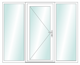 Vast zijlicht - deur links - vast zijlicht
Zijlicht met deur rechts zijlicht.
Vulling naar uw keuze glas, paneel of deurpaneel